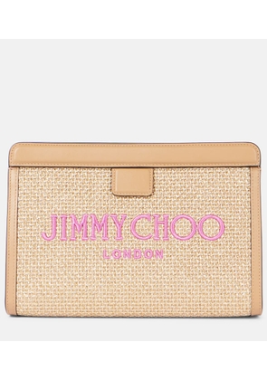 Jimmy Choo Avenue Small leather-trimmed pouch