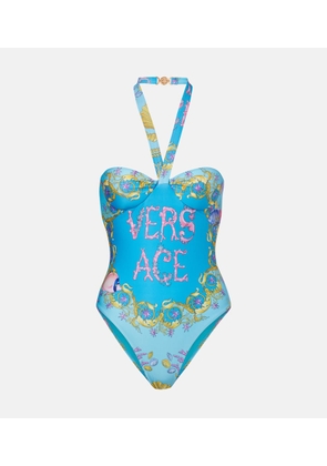 Versace Printed halterneck swimsuit