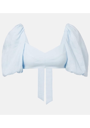 Zimmermann Rhiannon puff-sleeve linen crop top