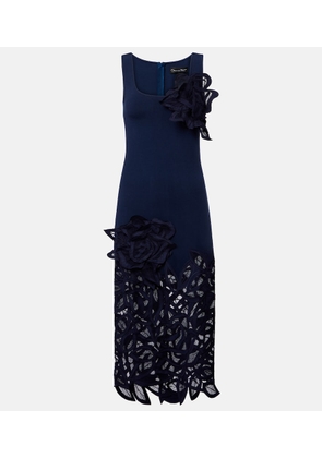 Oscar de la Renta Floral-applique lace midi dress