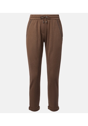 Brunello Cucinelli Embellished cotton-blend sweatpants