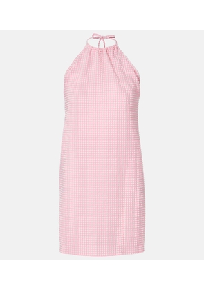 Hunza G Gingham halterneck seersucker minidress