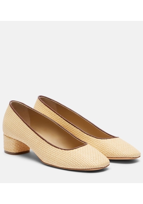Le Monde Beryl Leather-trimmed raffia pumps