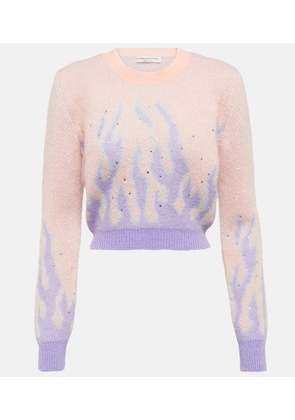 Alessandra Rich Embellished jacquard mohair-blend sweater