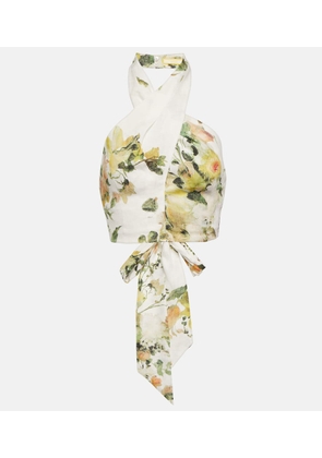 Erdem Floral linen halterneck top