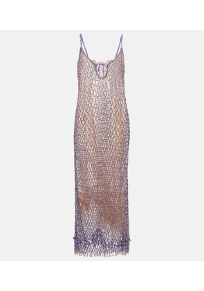 Self-Portrait Beaded fishnet midi dress