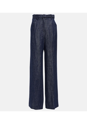 Gabriela Hearst Belted high-rise wide-leg linen pants