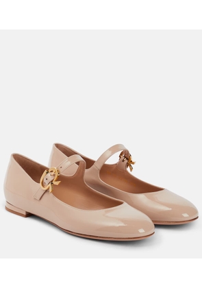 Gianvito Rossi Mary Ribbon patent leather ballet flats