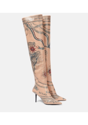 Jimmy Choo x Jean Paul Gaultier Tattoo leather over-the-knee boots