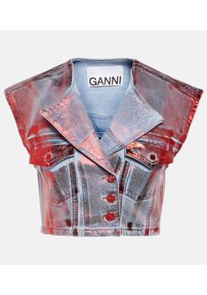 Ganni Metallic denim vest