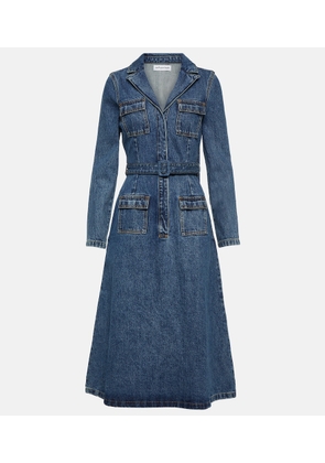 Self-Portrait Belted denim midi dress