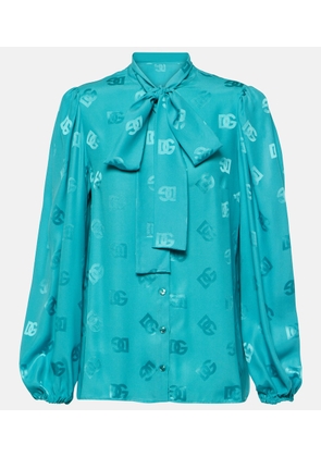 Dolce&Gabbana DG tie-neck silk blouse