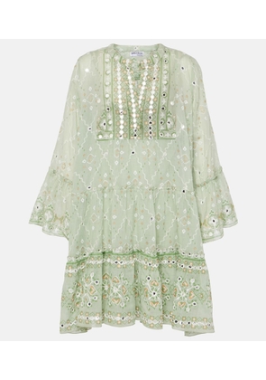Juliet Dunn Embroidered cotton minidress