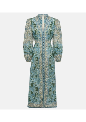 Zimmermann Ottie Plunge paisley linen midi dress