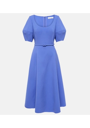 Oscar de la Renta Puff-sleeve wool-blend midi dress