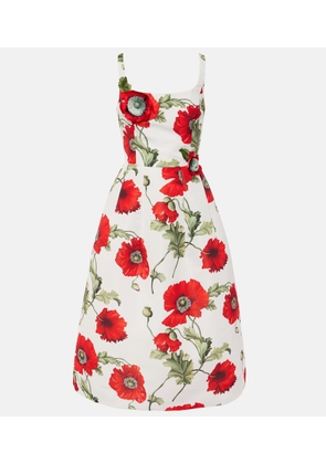 Oscar de la Renta Poppy embroidered midi dress