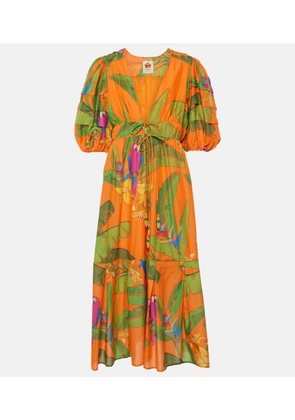 Farm Rio Fresh Macaws cotton midi dress