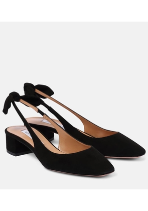 Aquazzura Very Bow 35 suede slingback pumps