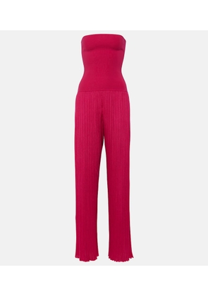 Alaia Strapless pleated knitted jumpsuit