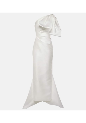 Solace London Priya bow-detail draped satin gown