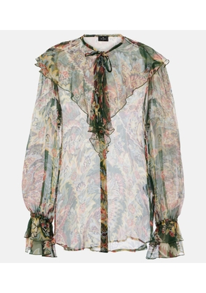 Etro Printed ruffled silk blouse