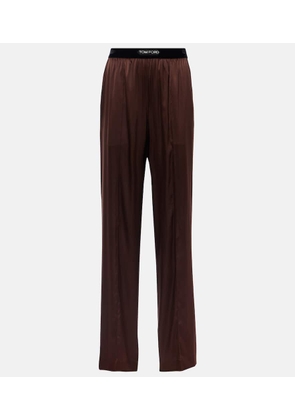 Tom Ford Logo silk-blend satin pajama pants