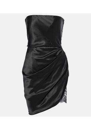 Saint Laurent Lace-trimmed silk satin minidress
