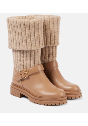 Gianvito Rossi Thurso leather-trimmed sock boots