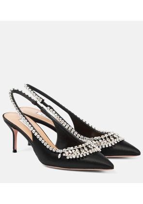 Aquazzura Crystal Crush satin slingback pumps