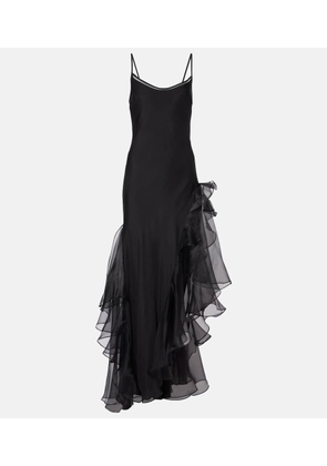 SIR Sage Flounce ruffled sheer silk maxi dress