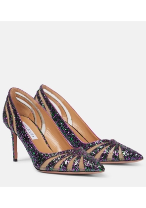 Aquazzura Spy75 glitter mesh pumps