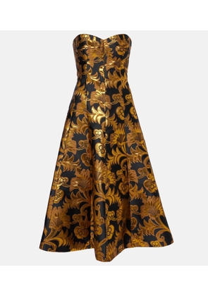 Etro Semi-sheer strapless lame maxi dress