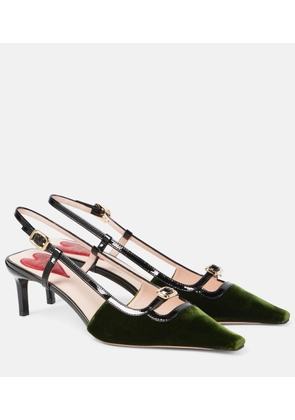 Roger Vivier Viv' Canard leather-trimmed slingback pumps