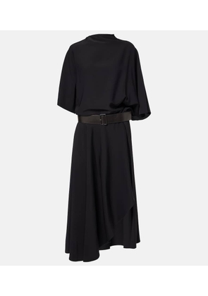 Alaia Belted leather-trimmed midi dress