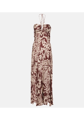 Poupette St Barth Carla beaded halterneck maxi dress