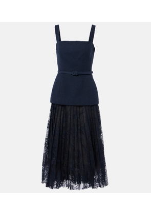 Oscar de la Renta Cotton-blend tweed and guipure maxi dress