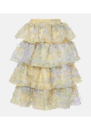 Susan Fang Ruffled applique midi skirt