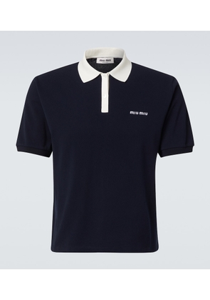 Miu Miu Logo cropped cotton pique polo shirt