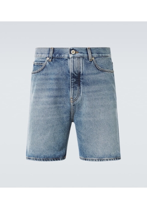 Loewe Leather-trimmed denim shorts