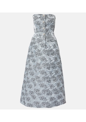 Ganni Strapless floral jacquard midi dress