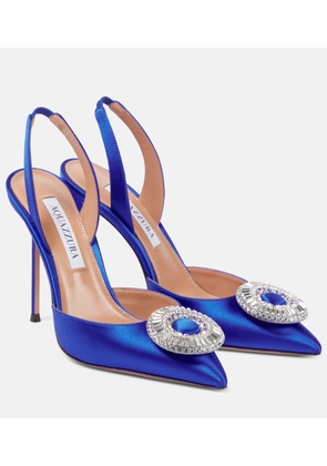 Aquazzura Crystal Hoop Sling 105 satin slingback pumps