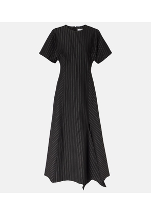 Ganni Pinstripe asymmetric midi dress