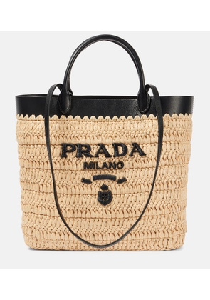 Prada Small crochet raffia-effect tote bag