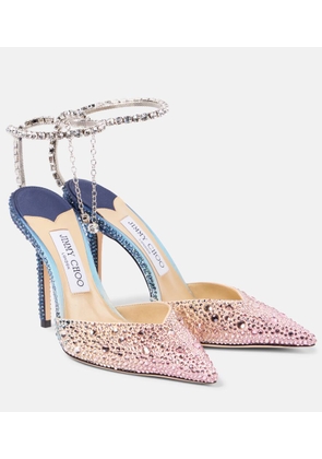 Jimmy Choo Saeda 100 crystal-embellished satin pumps