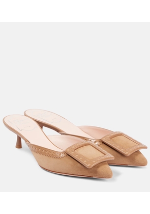 Roger Vivier Viv' in the City 45 suede mules