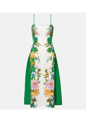 Farm Rio Sweet Bloom linen-blend midi dress