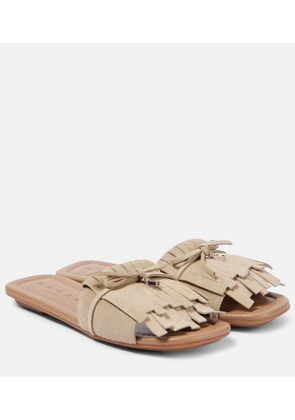 Hogan H685 fringed suede slides