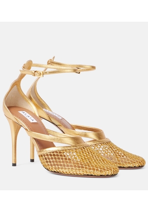 Alaia Infradito Fishnet 90 leather pumps