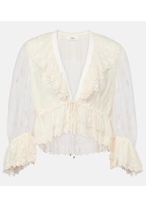 Chloe Ruffled embroidered lace blouse