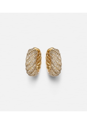 David Yurman Sculpted Cable 18kt gold hoop earrings with diamonds